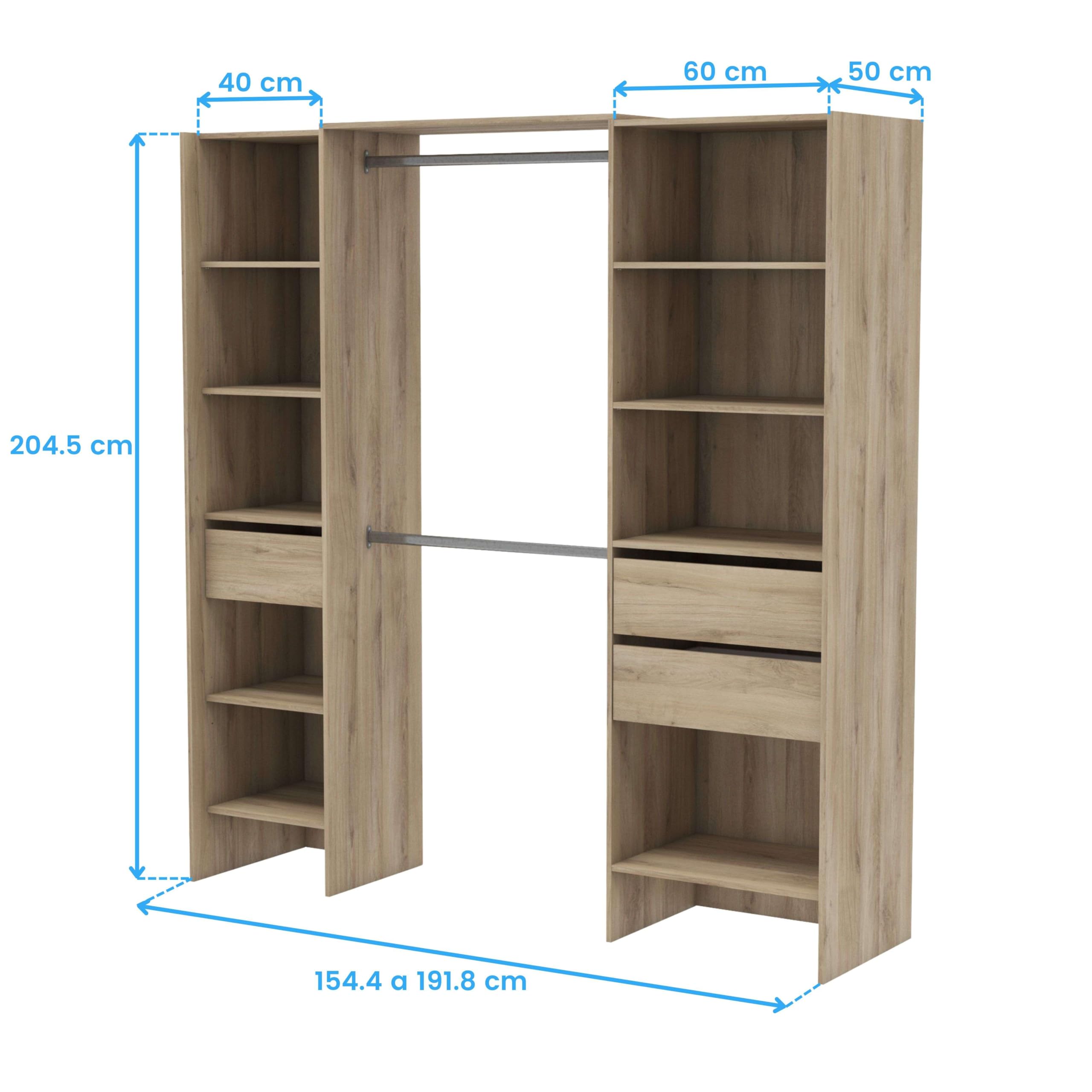 demeyere Miami Armoire en Bois et chêne Brut 191,8 x 204,5 x 50 cm