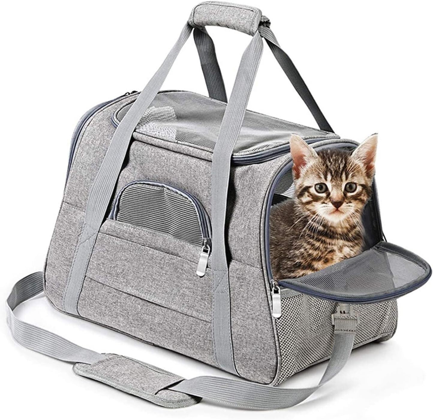 Rucksack Weiche Haustierträger, Tragbare Tasche, Katzenträger, Hundetaschen, Ausgehende Reisen, Haustiere, Handtasche Mit Reißverschlüssen Haustier(Pink)