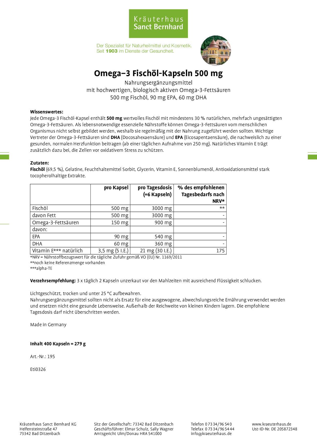 Omega-3 Fischöl-Kapseln 1200 Stück (3er-Bundle)