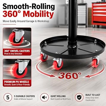 PowerSmart Pneumatic Roller Seat with Wheels, Adjustable Rolling Mechanic Stool with Tool Tray, Hydraulic Garage Shop Stool, 330 lbs Capacity Swivel Creeper Seat for Automotive Repair