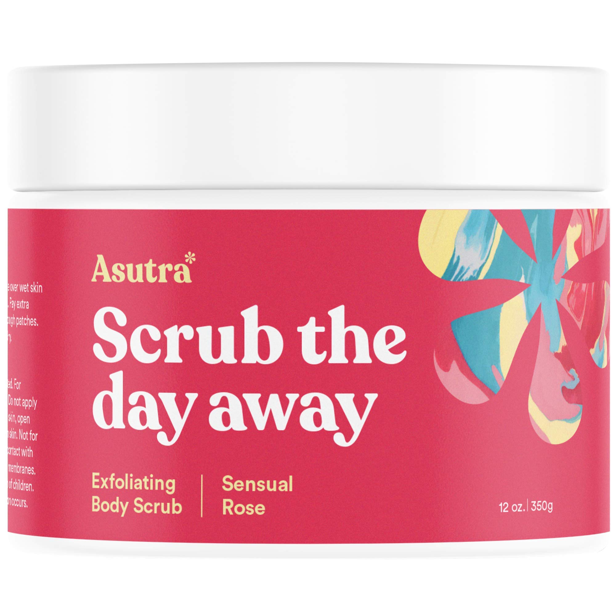 ASUTRAOrganic Exfoliating Body Scrub, Sensual Rose, 100% Dead Sea Salt Scrub, Ultra Hydrating and Moisturising Scrub, Skin Smoothing Jojoba, Sweet Almond, and Argan Oils, 350ml Jar
