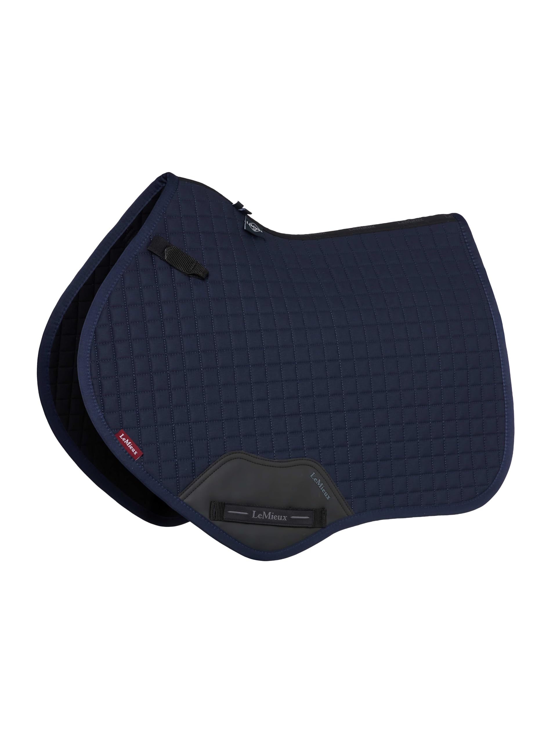 LeMieux Cotton Close Contact Saddle Pad Square - High Wither - Elasticated D-Ring Tabs - Navy - Small/Medium