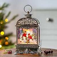 Vista 9 de Globo de nieve navideño con escena de cardenal iluminado, linterna musical de agua con nieve girando y brillando, decoración festiva y regalo
