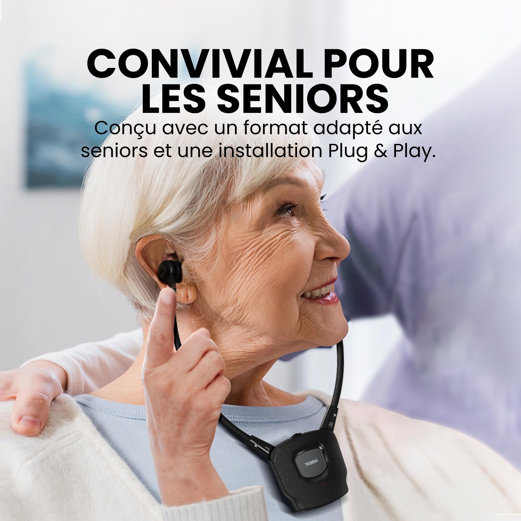 Avantree HT381- Casque TV sans Fil avec émetteur RF, Contrôle du Volume de Balance G/D, Écouteurs de Volume Amélioré pour Personnes âgées, Compatible avec Télévision avec Sortie Audio Optique ou AUX