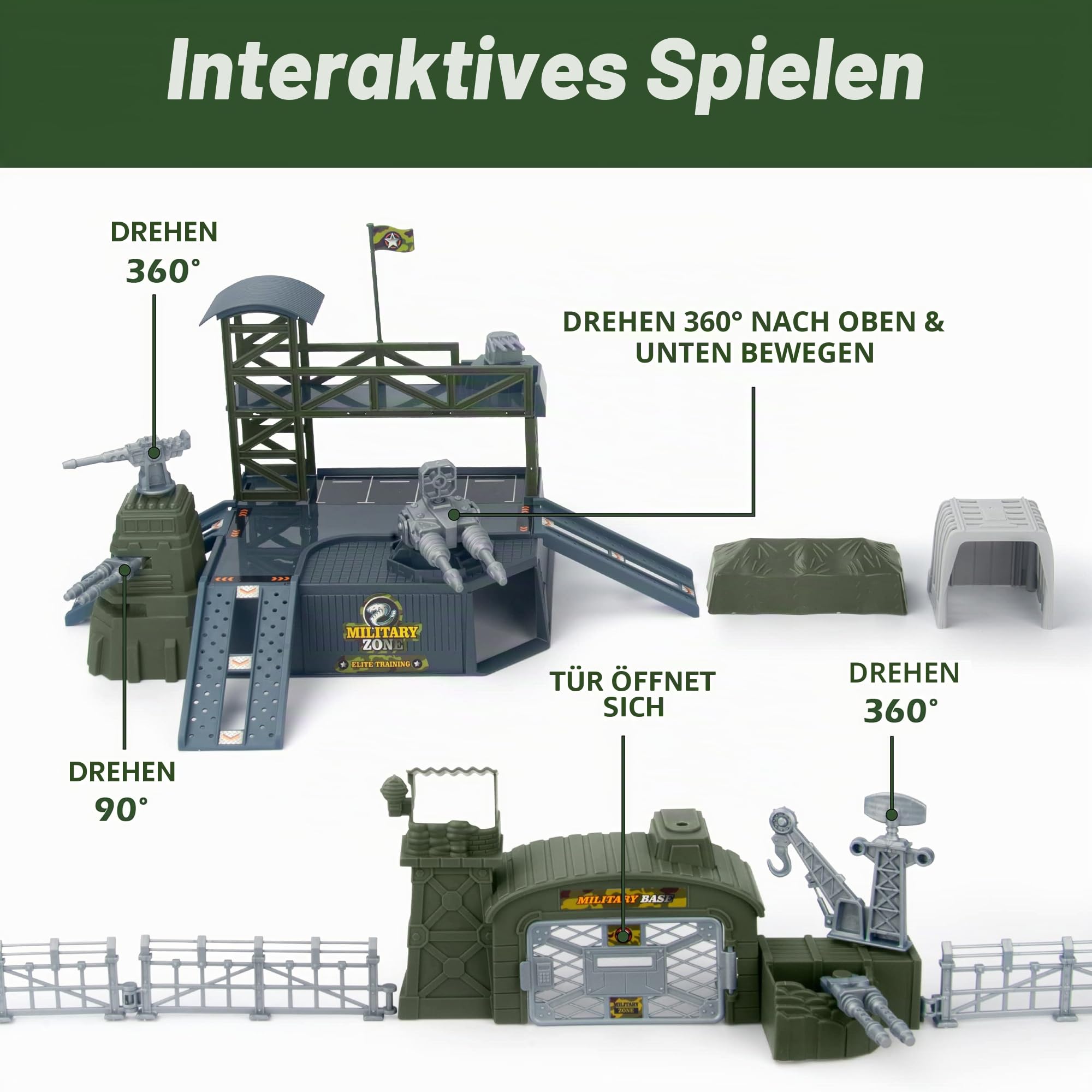 XDUOYJOY Militär Panzer LKW Spielzeug mit 13 Fahrzeugen, Hubschrauber Kampfjet Spielmatte Soldaten Figuren, Geburtstagsgeschenk für Jungen ab 3 Jahren