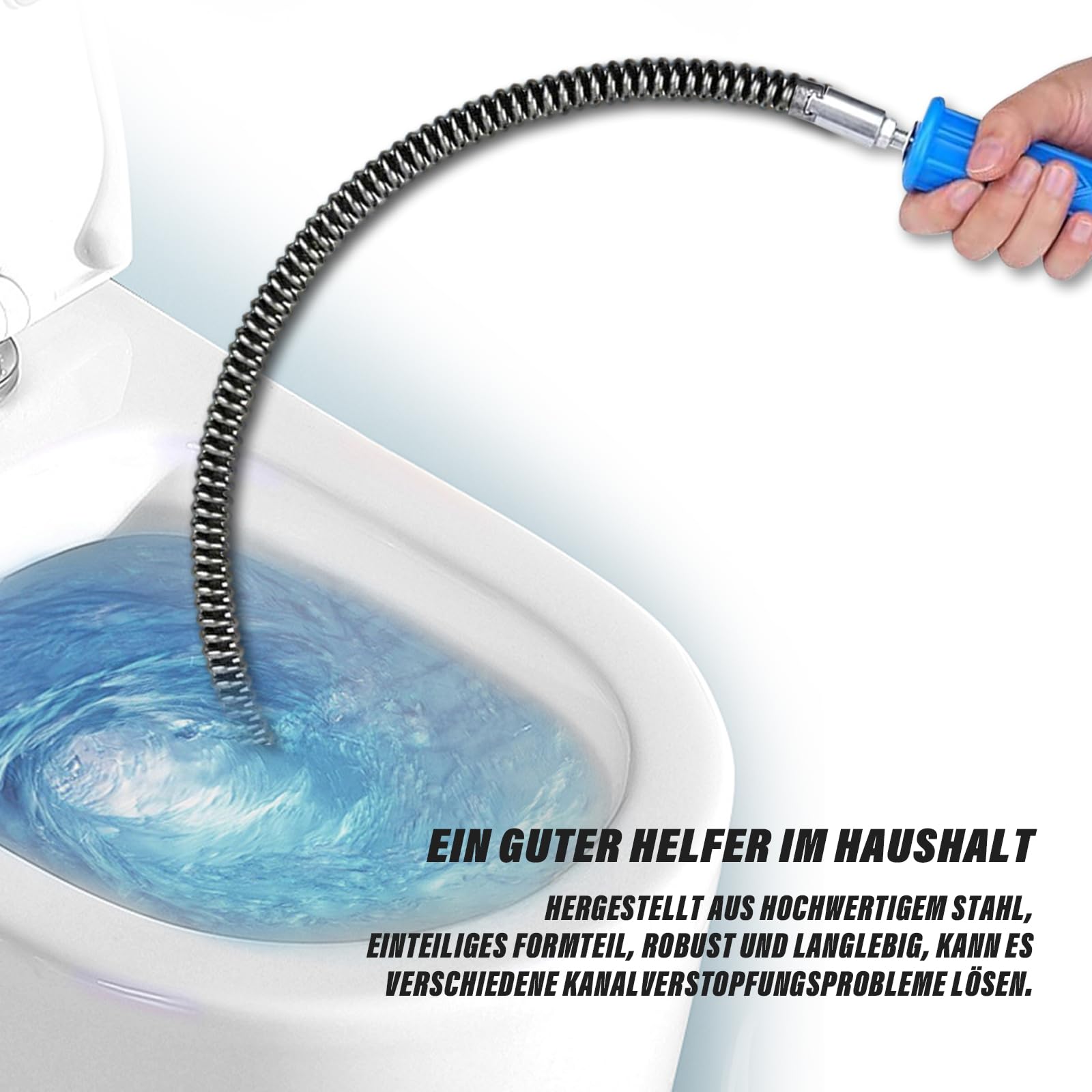 2Pcs Abflussreiniger Spirale Ø 12mm x 10m, WC Rohrreinigungsspirale mit Elektrischen/Manuellen Adaptern, 6 Abflussreiniger Schneidkopf, Multifunktionale Rohrreinigungswelle für Küche
