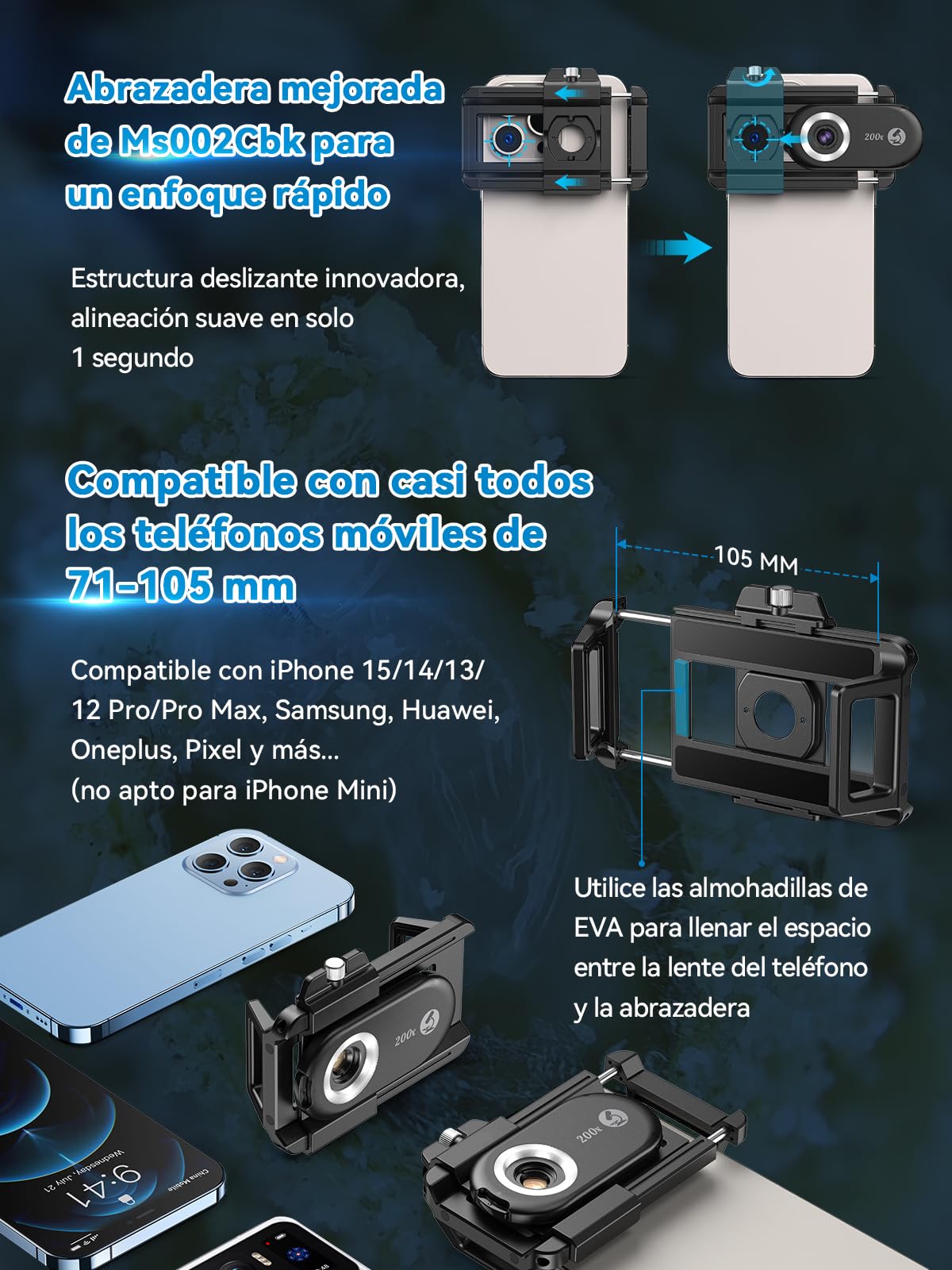 APEXEL Microscopio 200X para teléfono portátil, Explora el Mundo microscópico con el microscopio para Smartphone