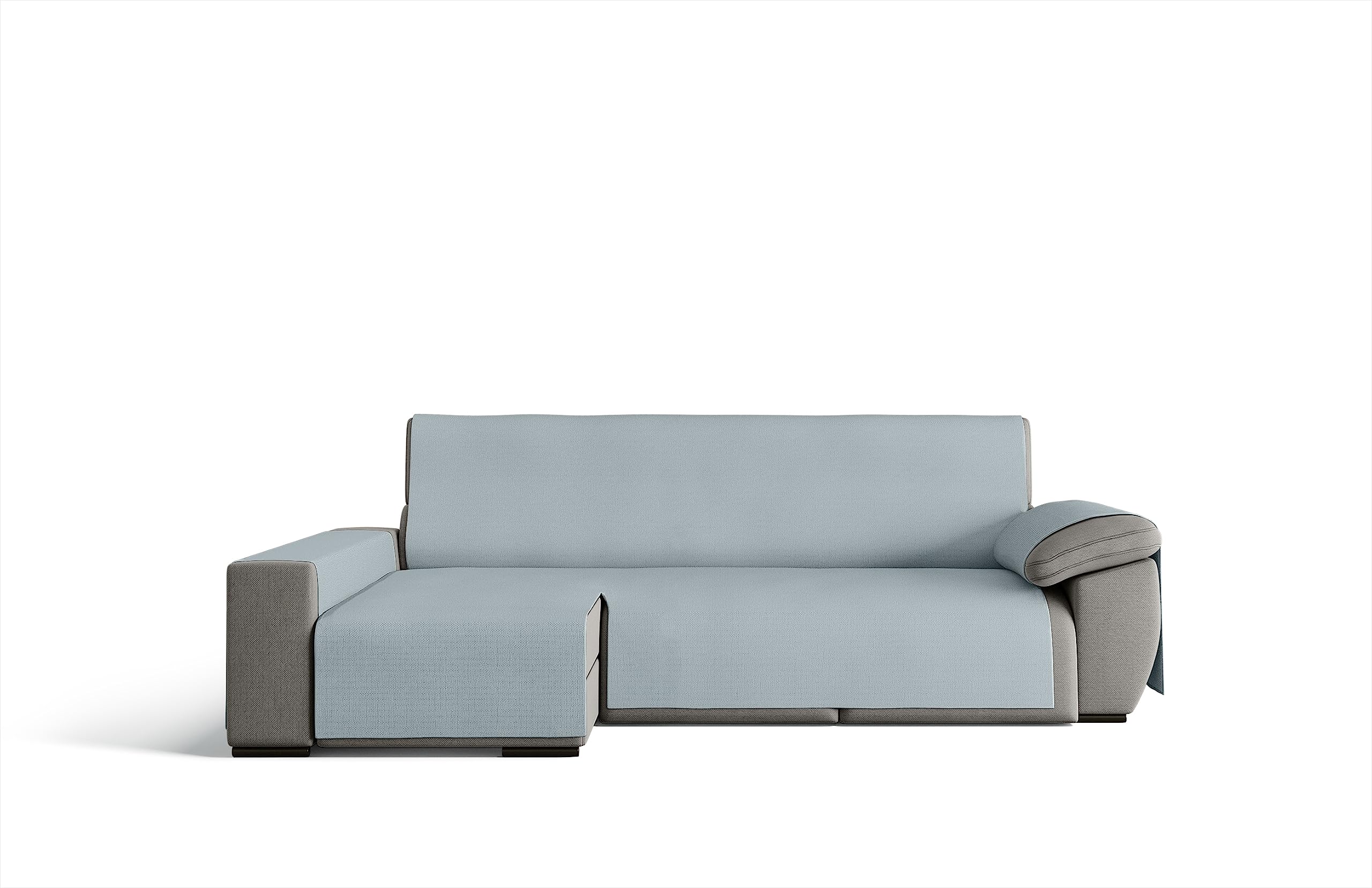 GAMUSI Sofa Cover – Practical Cotton Sofa Cover Chaise Longue 240 cm Left (up to 270 cm Wide) – Navy Water