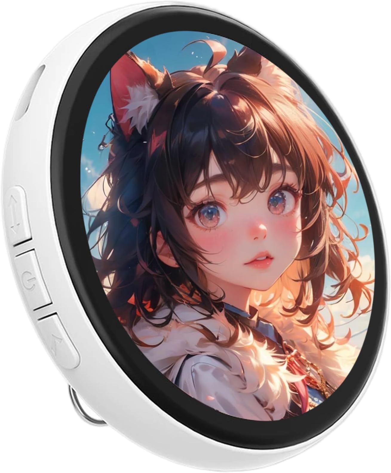 Electronic Badge Pin, 1.85'' Digital Badge HD Touch Control Digital Pin with Videos/Photos Photo Pixel Display Decor for Anime Fans Backpacks, White