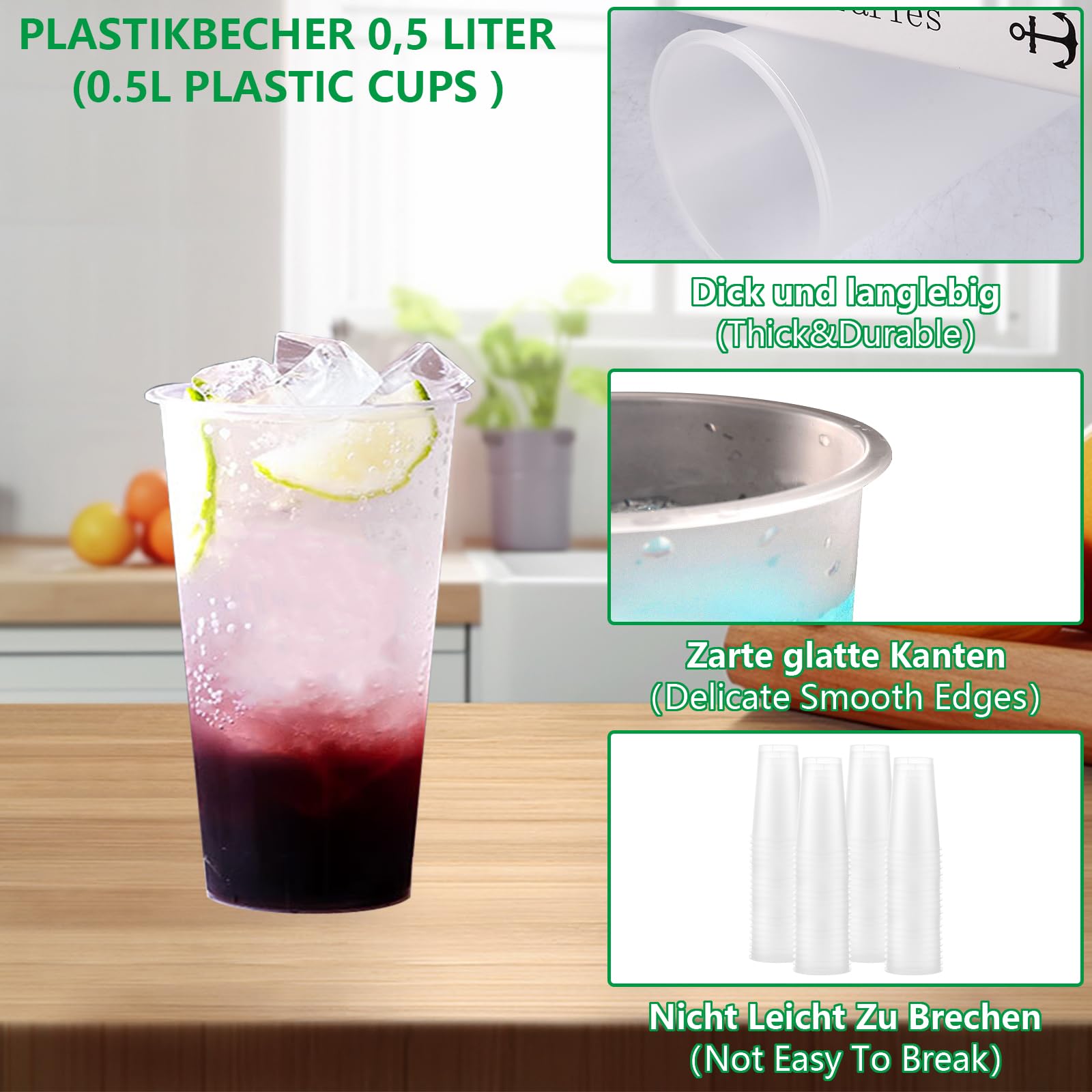 HA MARKET Set di 50 bicchieri resistenti e riutilizzabili neri, capacità 30 cl, plastica polipropilene rigida, ideale per compleanni, cocktail, matrimoni e feste