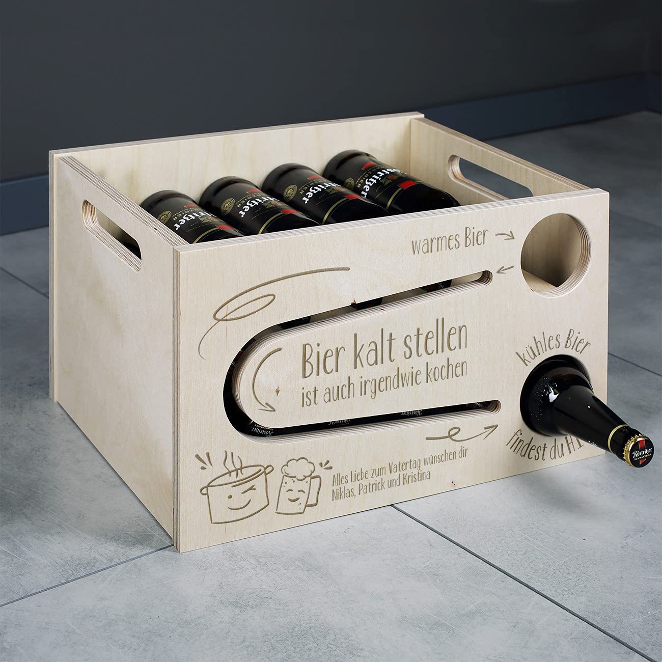 Herz & Heim® Männer-Geschenk Bierrutsche mit persönlicher Gravur Bier kalt Stellen ist wie Kochen