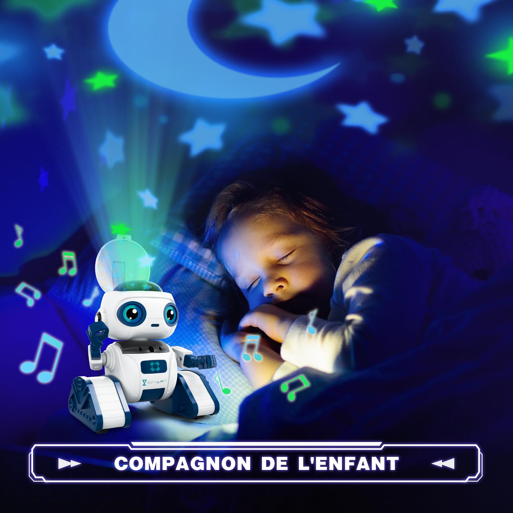 Robot Enfant Jouet, Projecteur Ciel Etoile, Robot Télécommandé Rechargeable, Intelligent Geste ContrôLe, Jouet Cadeaux d'anniversaire pour Garçons et Filles âgés de 4, 5, 6, 7, 8