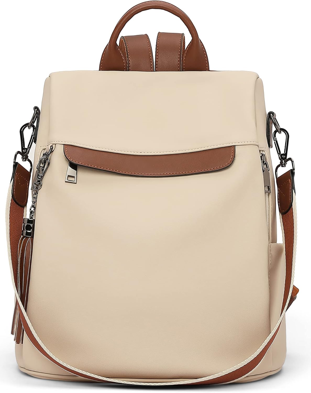 Telena Backpack Purse for Women, PU Leather Anti Theft Travel Purse Shoulder Bags with Tassel