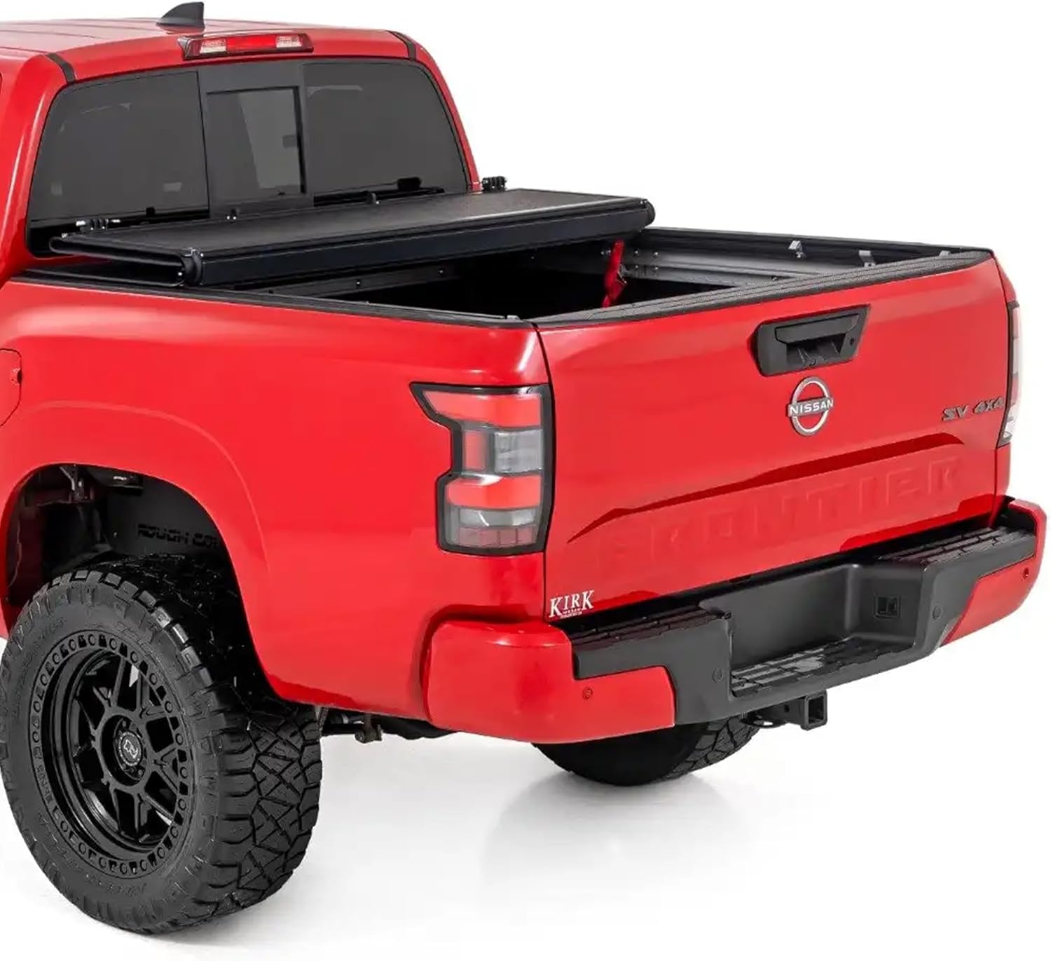 Rough Country Hard Tri-Fold Tonneau Cover for Nissan Frontier (2022-2026) - Low-Profile Aluminum Truck Bed Cover, Fits 5' Bed (58.9-59.5") w/Utili-Track Cargo MGMT
