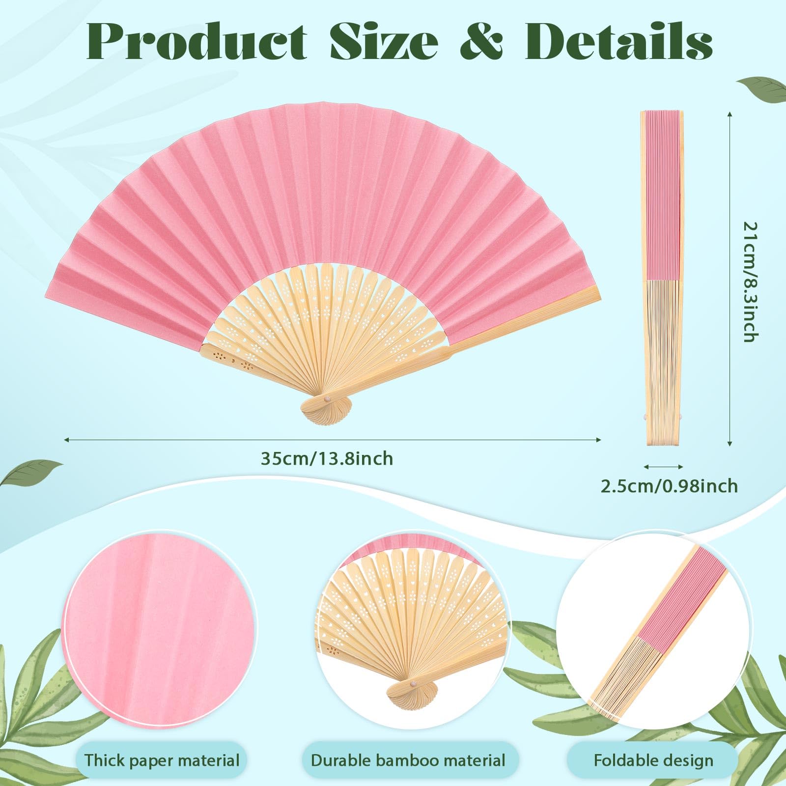 Chunful 24 Pcs Bamboo Fans Handheld Paper Hand Fans for Women Foldable Bulk Decorative Foldable Fans for Summer Wedding Dancing Party Favors DIY Decoration