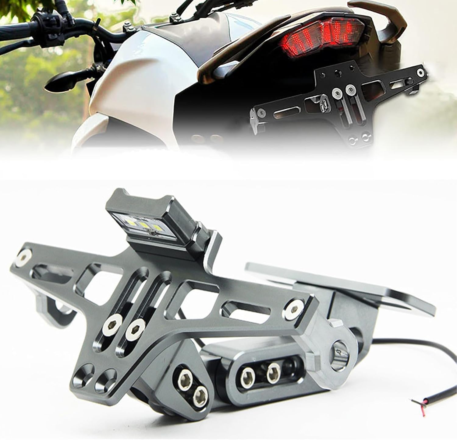 HNHPY Motorcycle License Plate Holder for Peugeot XP400 2023, Adjustable Rear License Plate Bracket Motorbike License Plate Bracket,Grey
