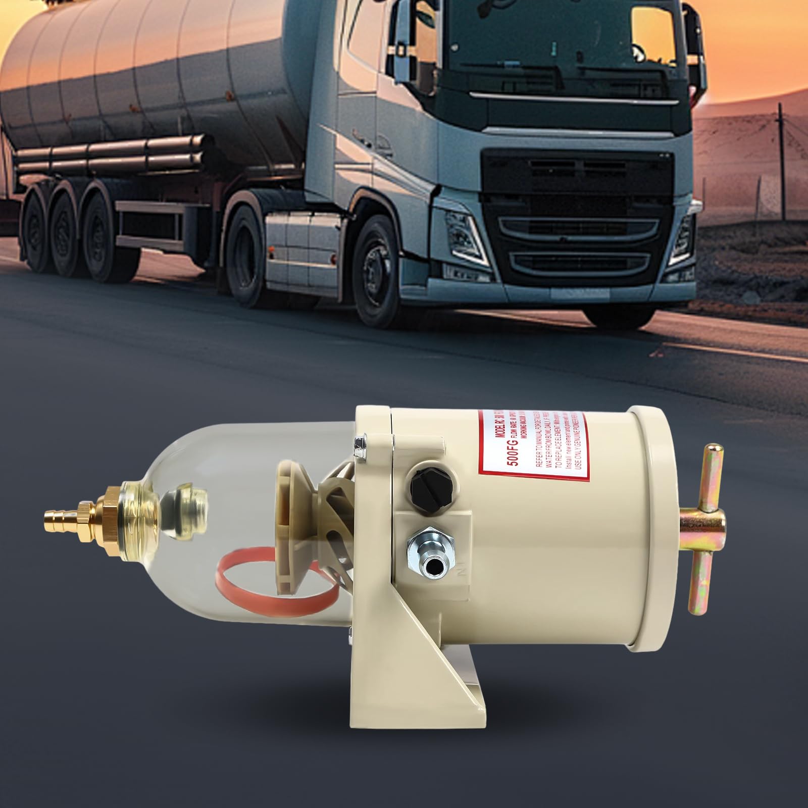 Kraftstofffilter Diesel mit Wasserabscheider, Aluminium Öl-Wasser Separator 227L/h für LKW und Boot, 500FG/FH Kraftstofffilter Benzinfilter mit 6mm Anschlüssen