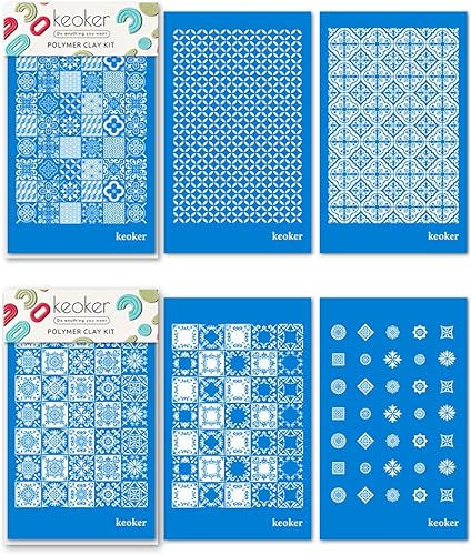 KEOKER Plantillas de pantalla de seda para azulejos para arcilla polimérica, 6 piezas de arcilla polimérica de pantalla de seda, 3 piezas de