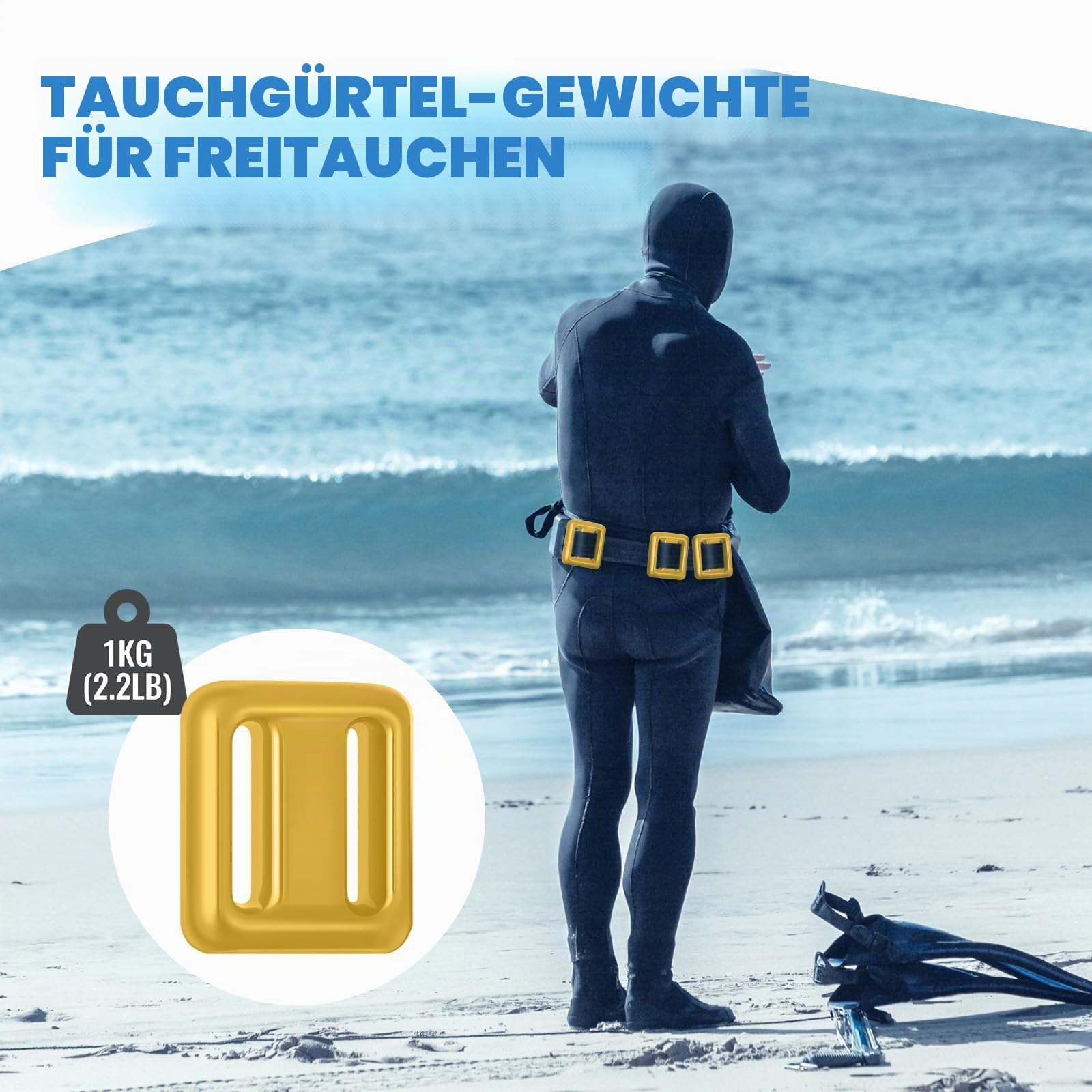 Tellegloww 4 Stück 1 kg Tauchgewichte, Gürtel für Tauchen, beschichtete Tauchgewichte, Nylon, Tauchgürtel mit 1 Metall-Schnellverschluss-Schnalle für freies Tauchen, Speerangeln
