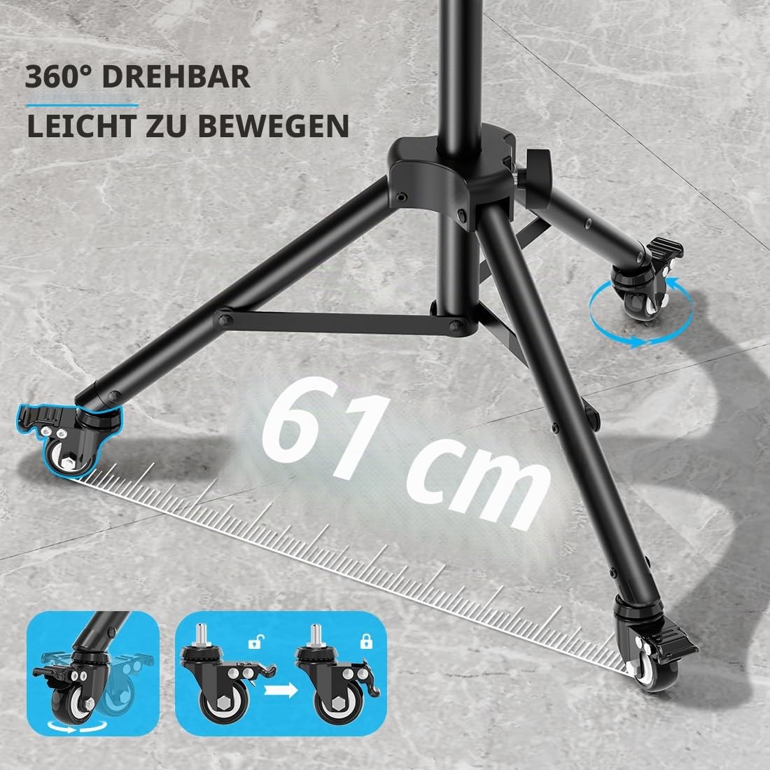Beamer Stativ Beamer Ständer Höhenverstellbar 73-175CM,Mobiles Projektorständer Projektor-Stativ-Halterung aus Metall mit Feststellrädern & Sicherungsgurten – Für Heimkino, Business & Outdoor