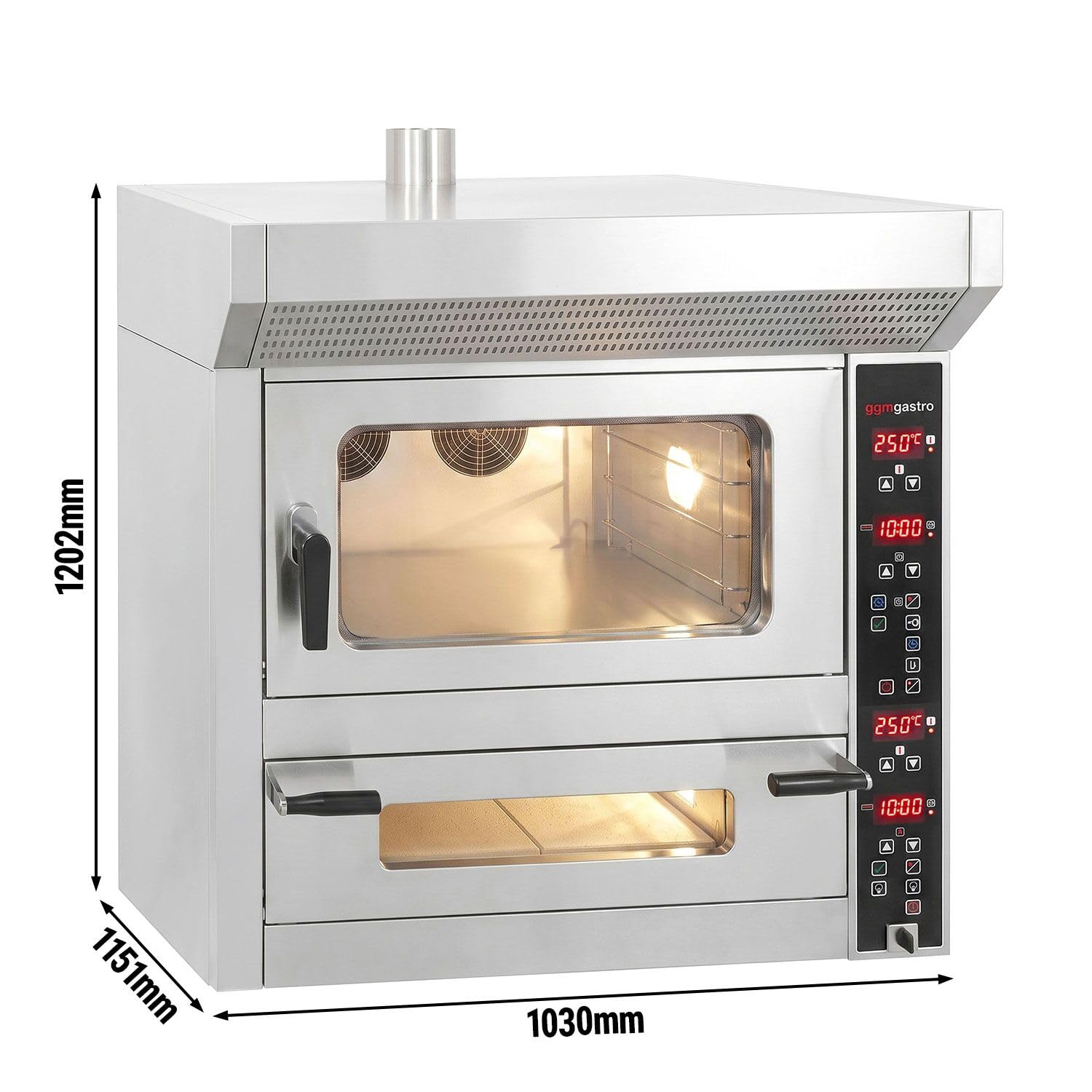 GGM Gastro | KOE182 | Bäckerei-Heißluftofen - 4x EN 600x400 & Pizzaofen - 7x Ø 25cm - Digital