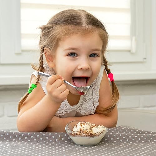 Vista 6 de GLAMFIELDS Juego de 8 cucharaditas de café expreso Demitasse de mango largo de 6.15 pulgadas, cucharas pequeñas de acero inoxidable para servir