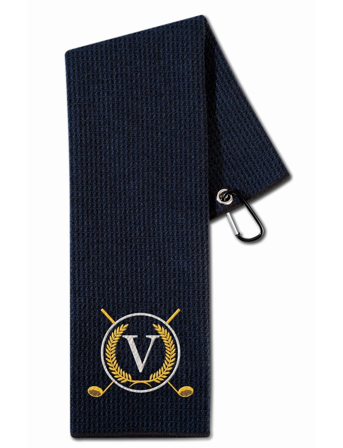 CybGene Golf Towel with Monogrammed Embroidery, Initial Golf Gifts, Personalized Golf Accessory for Men, Women on Birthday, Retirement, Microfiber Golf Towel, Black-V — image 1