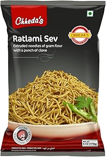 Chheda's Ratlami Sev, 170g | Spicy & Crispy Indian Snack | Authentic Indian Namkeen | Traditional Tea-Time Snack | 100% Vegetarian