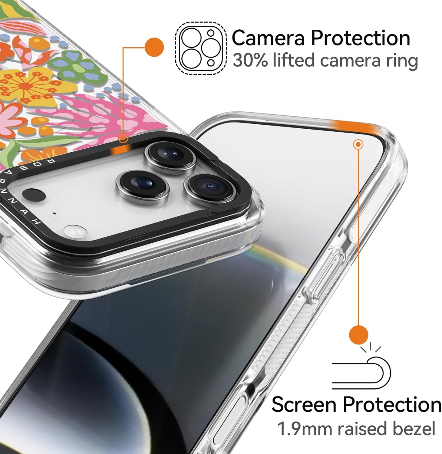 for iPhone 17 Pro Case Cute - Compatible with Magsafe - Durable Shockproof 6.6 ft Drop Impact Phone Case - Funny Passion Flower Design (6.3") Clear