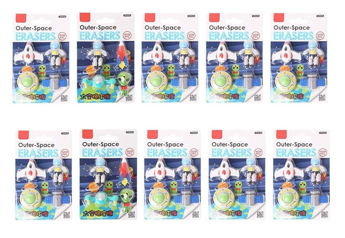 Aarvi Outer Space Erasers for Birthday Return Gifts (Set of 10)