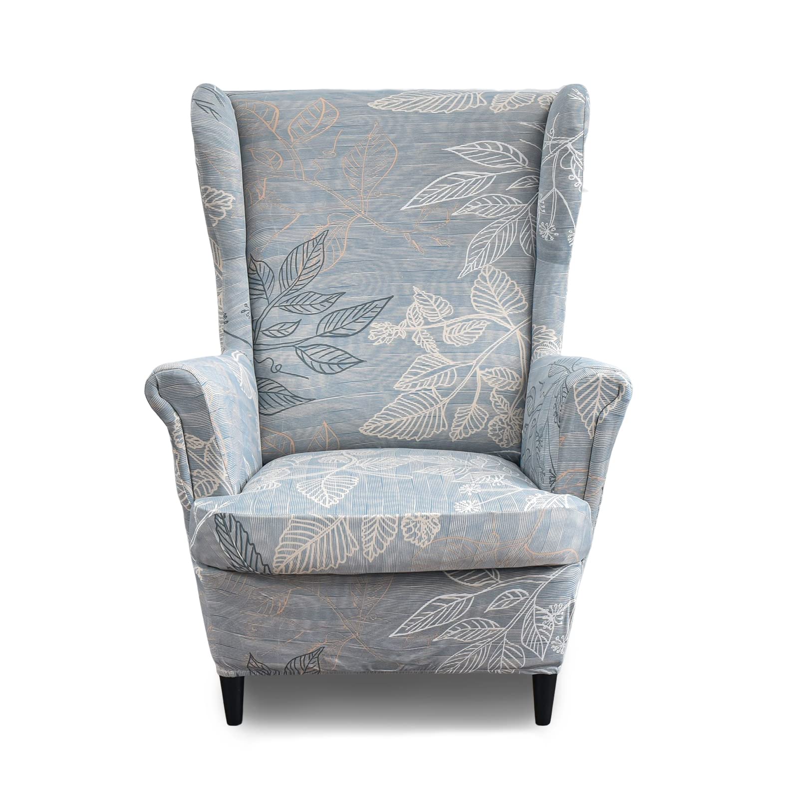 Jusmate Wing Chair Slipcovers 2 Pieces Printed Wingback Chair Covers Armchair Covers Stretch Spandex Sofa Slipcover with Elastic Bottom for Living
