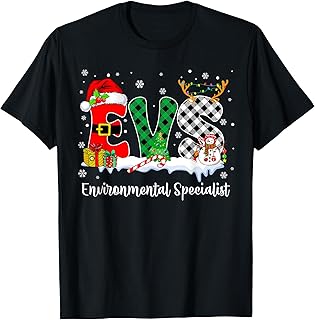 Environmental Specialist Christmas Lights Red Plaid Xmas EVS T-Shirt