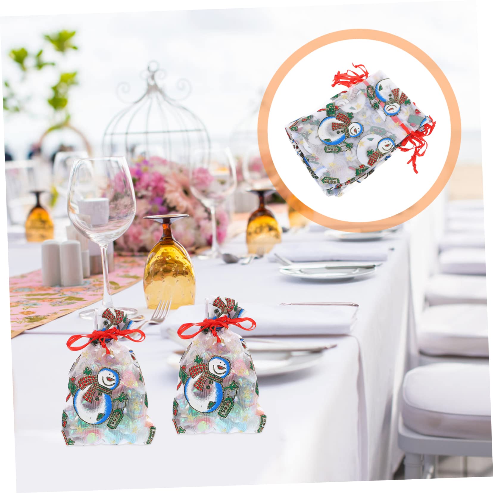 Beavorty 2 Juegos Bolsa De De Navidad Bolsa De Embalaje De Dulces Bolsas De De Navidad Christmas Bag Bags Bolsas De Con Cordón Bolsa De Organza 50 Uds * 2