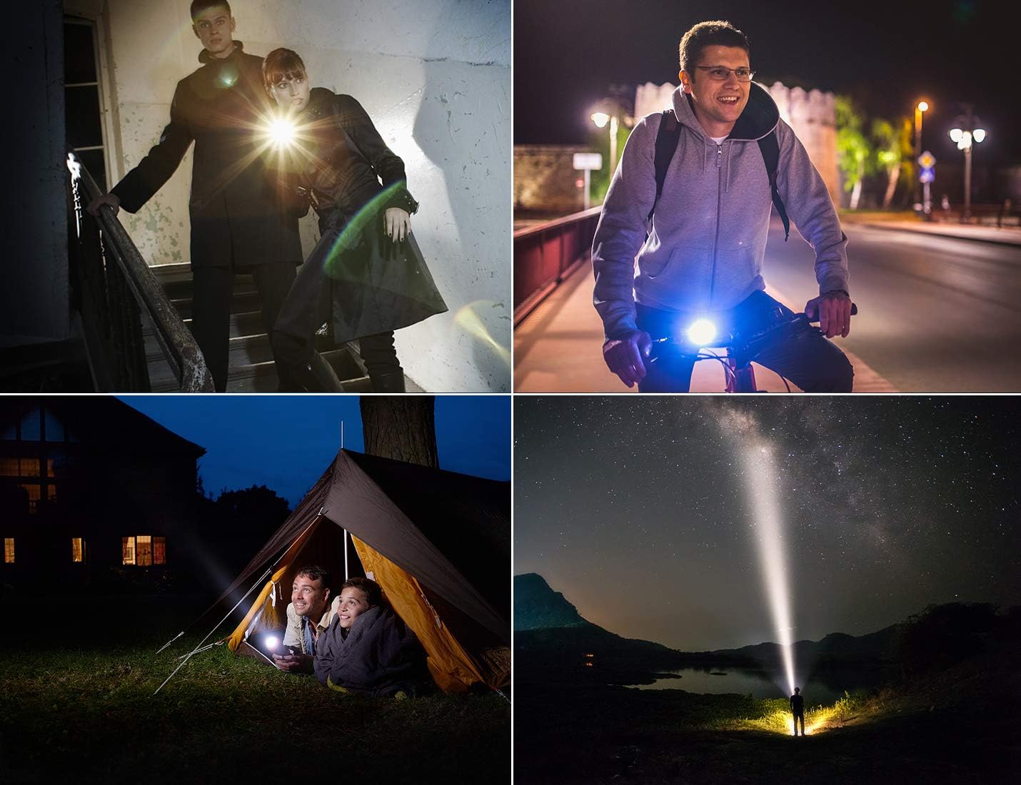 Rechargeable LED Flashlights High Lumens, Esgofo Tactical P50 Powerful Flash Light, High Power Big Gear Torch,With 26650 6000mAh Battery USB Charger Gift Box, For Emergency Camping Hunting Accessories - - 