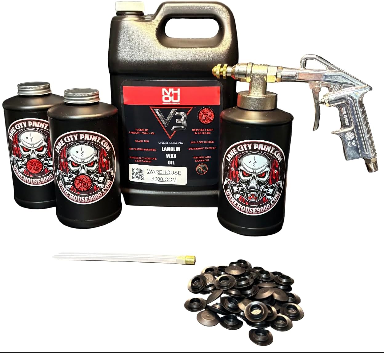 NH Oil V3 Pro Undercoatin Gun - Straight Wand Kit (3 B Quart Bottles)