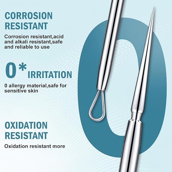 Titanium Lancet Pimple Extractor Tool, Blackhead Milia Remover, 2Pcs with Box