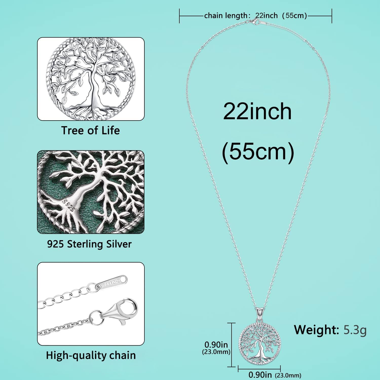 Aniu Tree of Life Necklace for Women, 925 Sterling Silver Mother of Pearl Family Palm Tree Charm Pendant Jewelry for Birthday Christmas Gift - Image 2