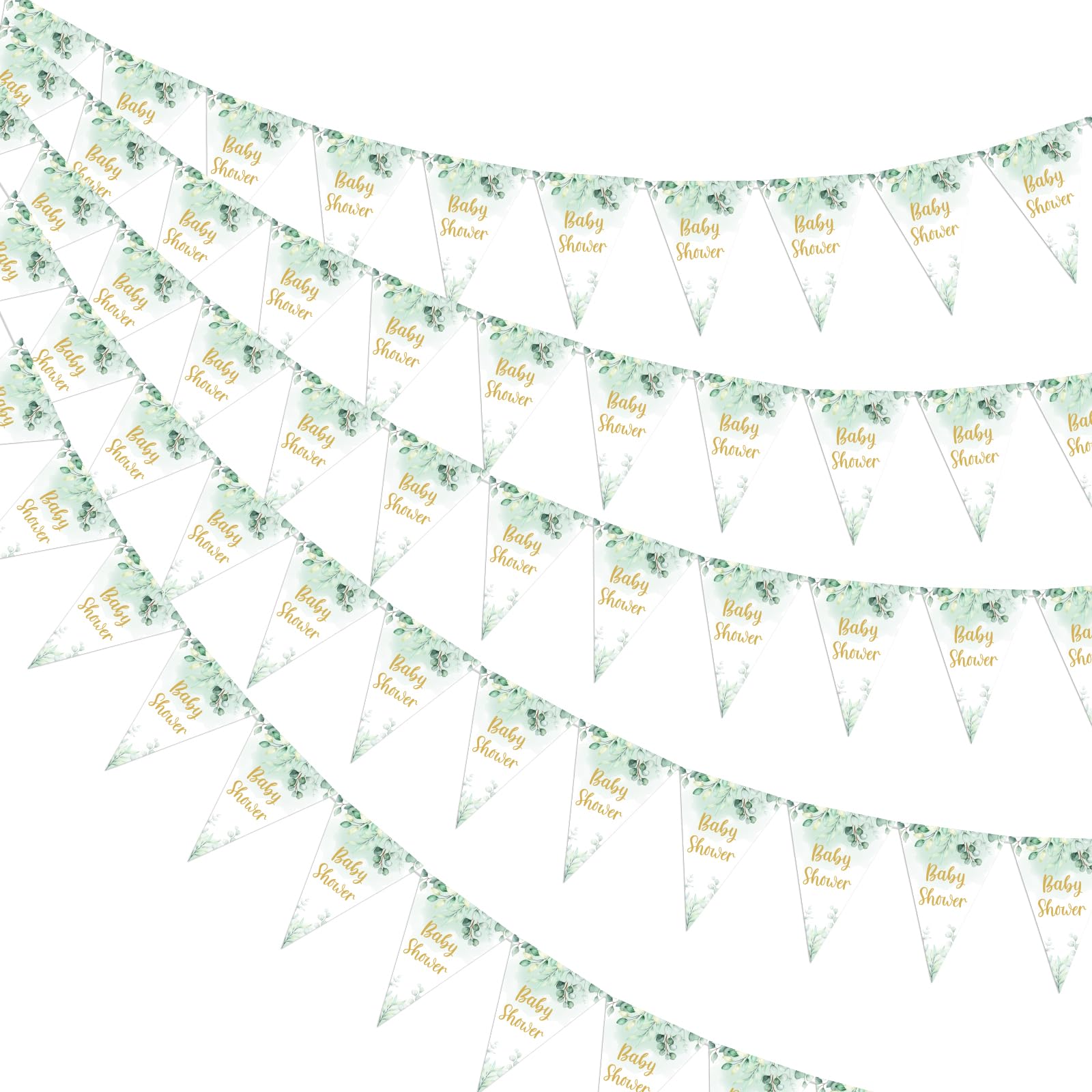 Kreatwow 3pcs Sage Green Baby Shower Bunting Banner Sage Green Baby Shower Decorations Boys Girls Neutral Welcoming Baby Decorations Triangle Flags Banner for Jungle Safari Gender Reveal