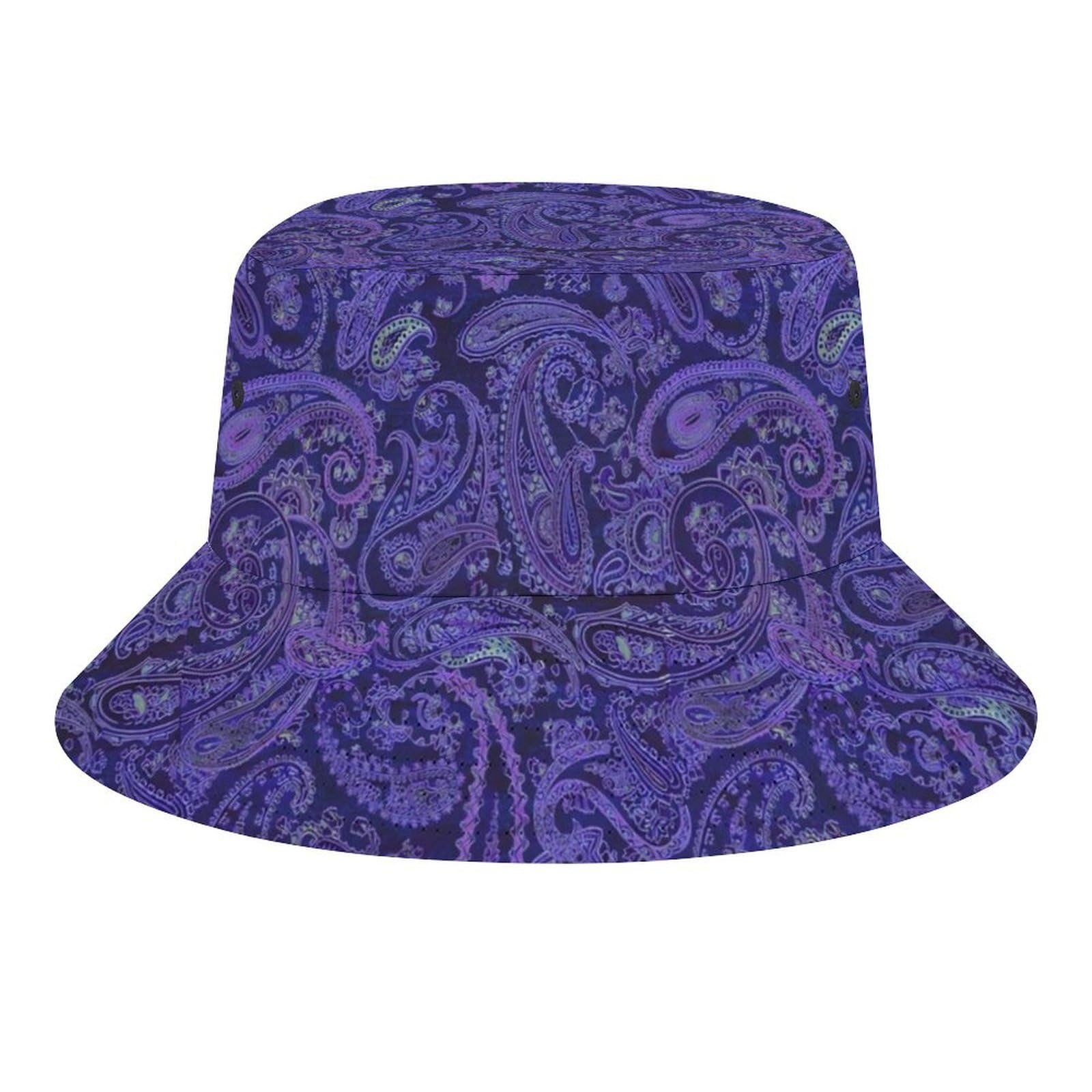Fabretto Purple Paisley Bucket Hat for Women Men Packable Fisherman Hat Sun Cap Travel Outdoor Beach Caps