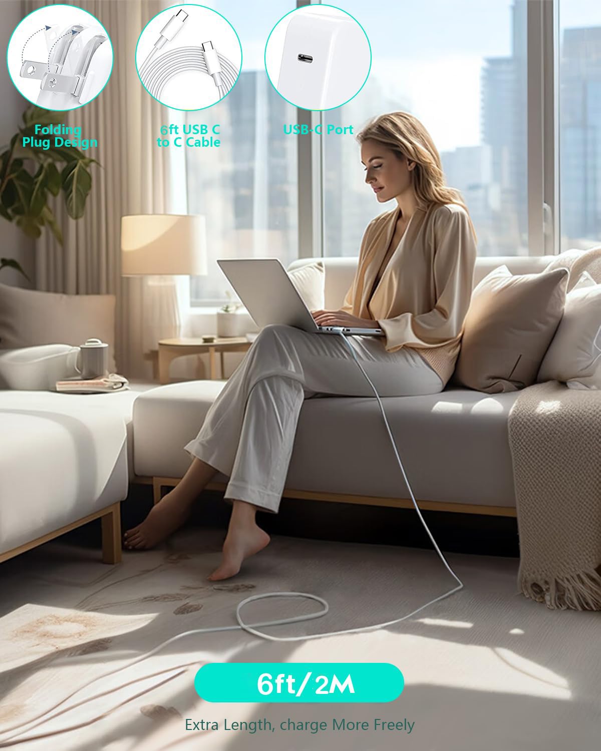 StinkLight Compatible con MacBook Pro Charge, cargador rápido de 140 W para Mac Book Air/Pro con cargador rápido USB C a C de 6 pies para Apple MacBook Pro/Air de 16 15 14 13 pulgadas, M1 M2 M3, iPad
