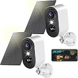2K Outdoor Surveillance Camera Battery Solar Panel Camera Surveillance Outdoor WiFi Colour Night Vision Wireless Cameras Outdoor Indoor PIR Motion Detection IP66 2.4GHz 2 - 1