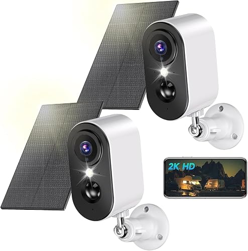 2K Outdoor Surveillance Camera Battery Solar Panel Camera…