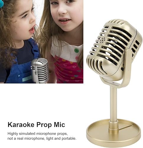 Miniatura 2 de Modelo de accesorios de micrófono retro, micrófono vintage, micrófono de plástico falso, adorno de mesa para Halloween, boda, fiesta de cumpleaños