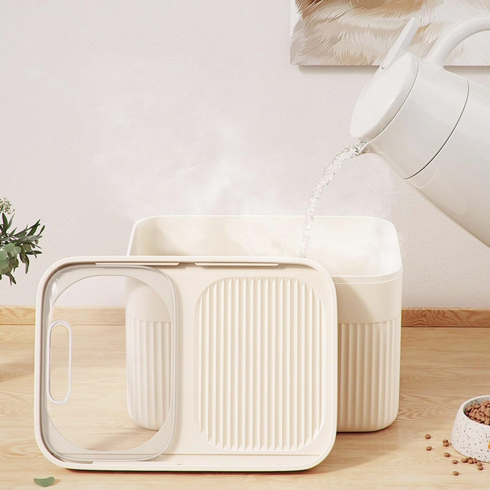 Genérico Contenedor de Comida para Mascotas, contenedor de Almacenamiento de Comida para Mascotas, Capacidad máxima de 15 kg, Adecuado para Perros, Gatos y Otras Mascotas, con Taza medidora