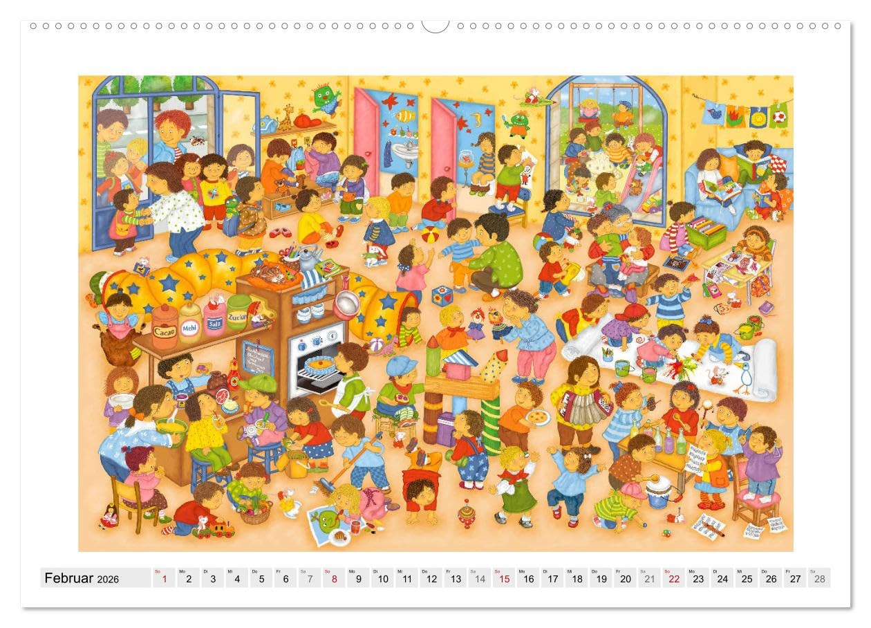 Meine kleine Wimmelwelt (hochwertiger Premium Wandkalender 2026 DIN A2 quer), Kunstdruck in Hochglanz: Lustige Wimmelbilder für Kinder (CALVENDO Spass)