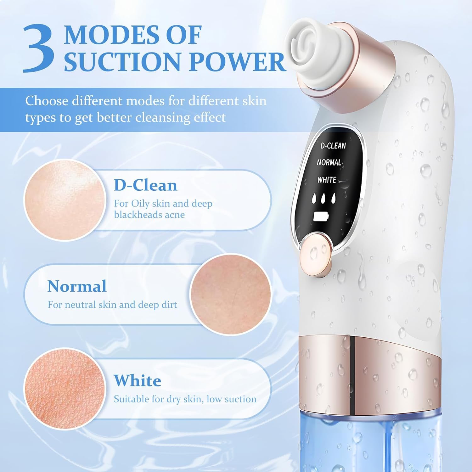 Aspirateur Point Noir Extracteur de Comédons Nettoyage des Pores avec 6 Sondes 3 Modes, Professionnel Extracteur de Point Noir Electrique Tire Nettoyant de Pores Soin Visage