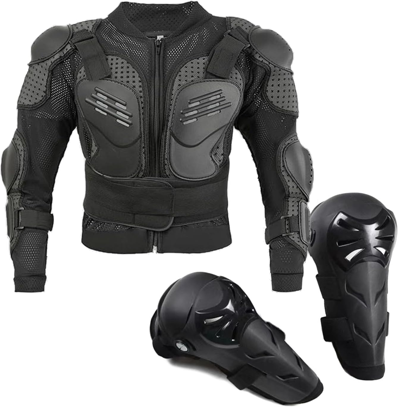Kids Motorcycle Armor Jacket Knee Elbow Arm Shoulder Pads Spine Chest Protection Dirt Bike Suit Children Full Body Gear Set Motocross for Cycling Racing Ski