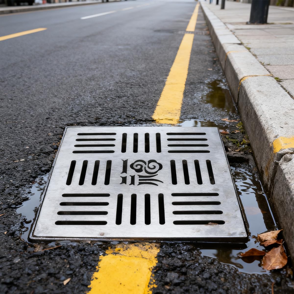 Grille de drainage en acier inoxydable, couvercle de caniveau de drainage extérieur, siphon de carré 200 x 200 x 20 x 2 mm avec cadre pour trottoir, cour, patio, commerce