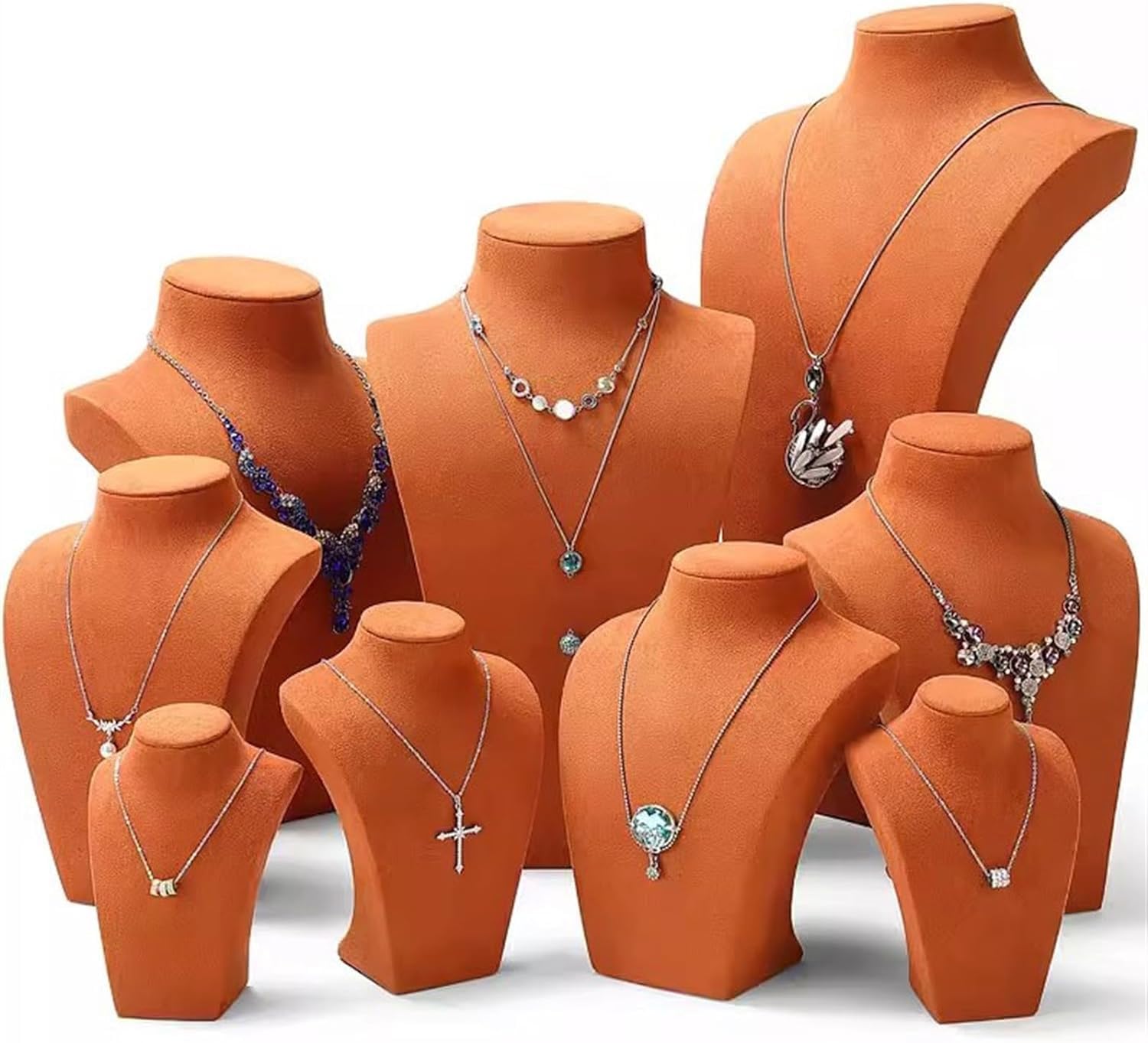 Présentoir à bijoux Buste d'affichage à bijoux Collier 3D Présentoir à bijoux Support de buste - Support de chaîne de pendentif autoportant en 3 dimensions Organisateur de rangement Présentoir de col