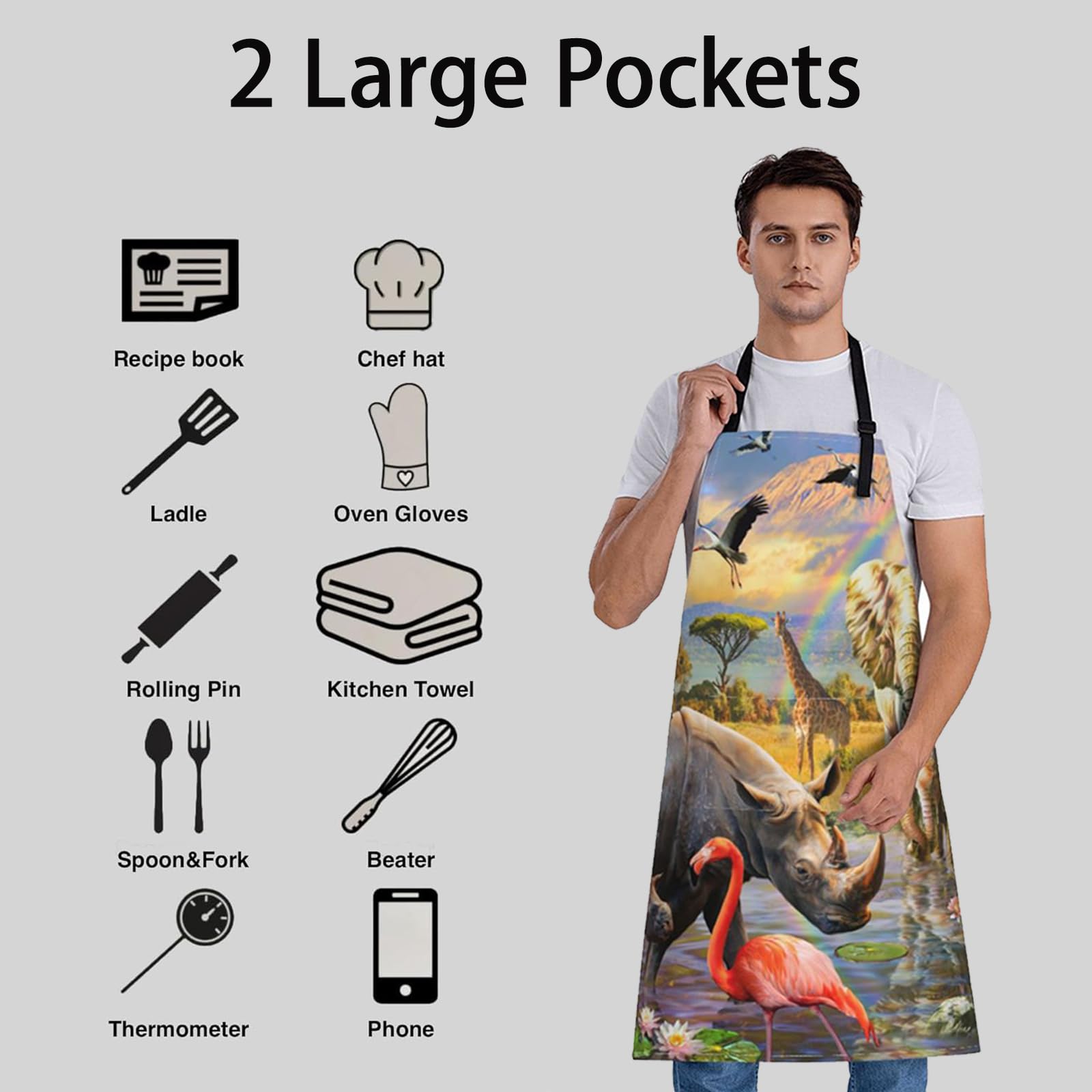 Delantal para mujer con bolsillos, delantal de regalo para hombres, delantal de tortuga marina para chef, hogar, cocina, accesorios de cocina